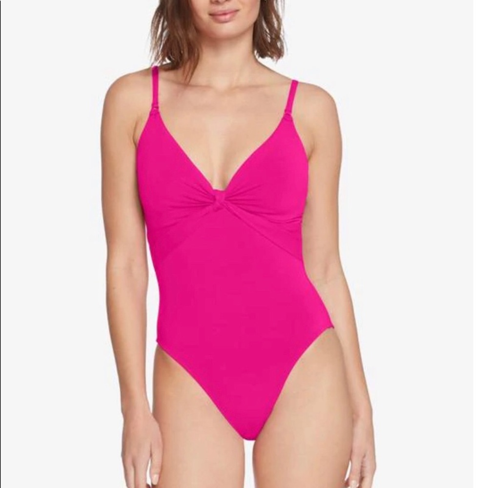 Robin Piccone Olivia Underwire Knot One Piece Swim Barbie Pink